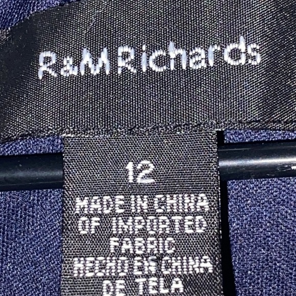 R & M Richard’s  Wo Size 12 FORMAL EVENING DRESS MOTHER OF BRIDE DRESS NAVY EUC - Picture 2 of 16